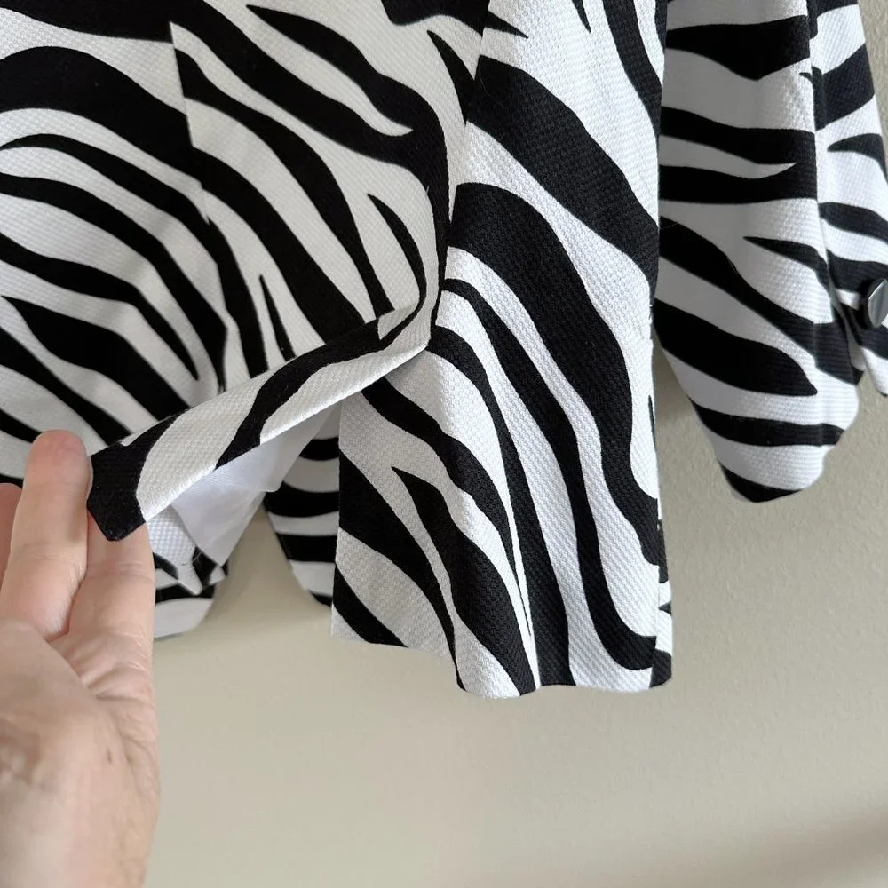 Sandro Zebra Print Cotton Single Button Blazer - Picture 8 of 8
